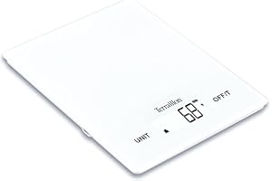 TERRAILLON Smart USB Kitchen Scales – USB Rechargeable – Auto On – Tare Function and Liquid Conversion – 5 kg – White