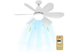 XUZIE Ceiling Fans with Lights and Remote Control, Ceiling Fan Light with 6 Blades Supports, 3 Speeds Adjustment, 3 Color Switching, Timing, Fan Light Ceiling for Bedroom, Living Room, Kitchen