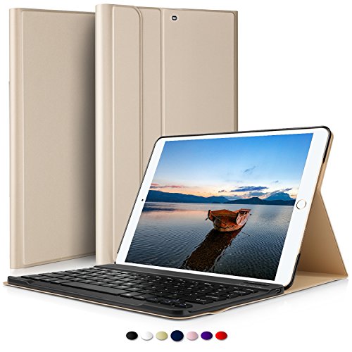 IVSO iPad Pro 10.5 QWERTZ Tastatur, Abnehmbare Wireless Bluetooth Tastatur Schutzhülle mit Standfunction Für Apple iPad Pro 10.5 Tablet, Gold - 7