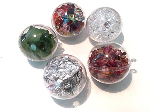5 Stück Acrylkugeln 12cm Durchmesser durchsichtige Kugel zum Aufhängen Bastelkugel transparente Kunststoff Kugel zum Befüllen Gartenkugel Dekokugel Bastel Set Christbaumkugeln Acrylkugel Teilbar selber machen Christbaumschmuck gestalen Set Weihnachtskugeln Weihnachtsbaumschmuck Weihnachtsbaumkugeln zum selbst befüllen befüllbare Christbaumkugeln mit Aufhängeöse Acryl Kugel von CRYSTAL KING