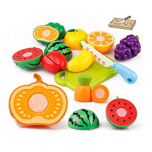 Pretend Play Food Toys, KEERADS 20PC Cutting Fruit Vegetable Pretend Play Puzzle Toys Children Kids Educational Toy Set