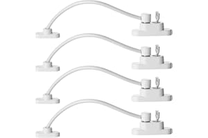 Keyohome Pack of 4 Window Restrictor Locks Child Safety Window Locks for UPVC Windows, Baby Security Window Restrictors with Screws Keys, Door Window Opening Wire Cable Limiter for Home School (4pcs)