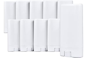 KARE & KIND Contenedores de desodorante (10x) – Vacíos – 0.5 Oz / 15ml – Pegatinas Para Escribir – Mecanismo Giratorio y Tapa – Contenedores de Cosméticos Rellenables para Desodorante, Bálsamo Labial, Jabón, etc.