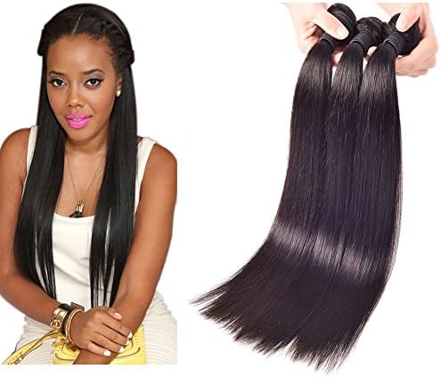Ruiyu + 7A Grade Jitsu Brazilian Hair Virgin Hair For Men Straight Cut Hair Weave 3 Bundles Hair Extensions Pack for Men Colour Armour Natural 3 50, 56 y 61 cm NATURAL Colour
