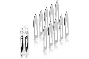 ‎MAY 10 Stück Skalpellklingen Figur 18 aus Karbonstahl für Skalpell-Halter Nr. 4 - Ersatzklingen einzeln steril verpackt
