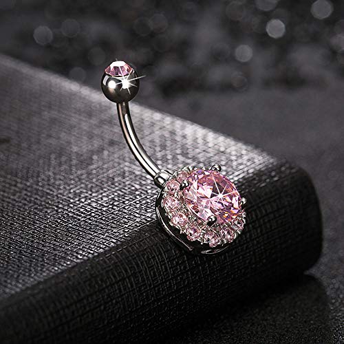 Trendy Dazzling Zirconia Crystal Body Jewelry Fashion Belly Pink
