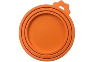 TSAONYMA Coperchi per scatolette di Cibo per Animali, 3 Misure, Lavabili in lavastoviglie, Senza BPA, in Silicone, universali, Colore Arancione (1 PCS)