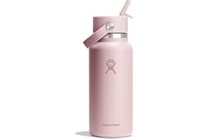 Hydro Flask - Botella de Agua 946 ml 32 oz - Acero Inoxidable con Aislamiento al Vacío y Tapa de Pajita Flexible - Wide Mouth - Trillium, 946ml (32oz)