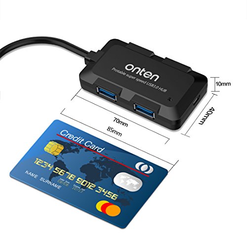 Elinker® USB 3.0 Daten Hub 4 Port USB mit LED Hohe Geschwindigkeit Übertragungsraten bis zu 5 Gbps für MacBook, Mac Mini, PC, Laptops (Schwarz) - 3