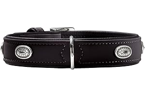 HUNTER SOFTIE STONE obroża dla psa, sztuczna skóra, z aplikacjami, łatwa w pielęgnacji, 50 (S-M), czarna