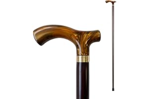 Bastone per mobilità ridotta | Palo di legno | Polsino metacrilato marrone | Comodo e leggero | Rigido e resistente | Flexor Care