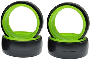 KEEDA 1/10 RC Drift Car Tires Hard Plastic Tyre for 1/10 Tamiya HSP HPI Kyosho Racing Drifting Model Car (Smooth Green)