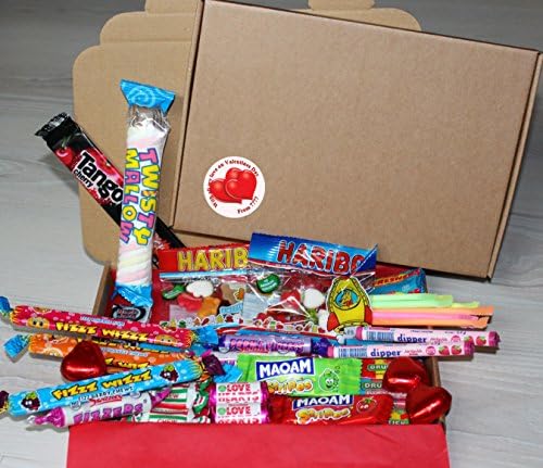 Valentines Sweet Gift Box - For the Sweet Lover in Your Life. Choose box size and heart / retro sweets (Regular Retro Sweets)