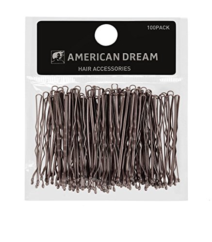 American Dream Wavy Bobby Pins, Brown 2-inch/ 5 cm - Pack of 100