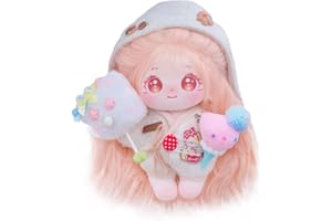 niannyyhouse Muñeca de peluche de 20 cm, pelo largo, niña desnuda, cuerpo de peluche humanoide, sin atributo, 8 pulgadas, regalo de disfraz normal (a-13-sin esqueleto)