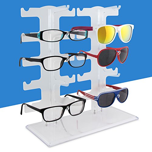 VENKON – Brillenhalter für 10 Paar Brillen Organizer für Aufbewahrung & Präsentation – Acryl Transparent – ca. 32 x 13 x 32 cm - 2
