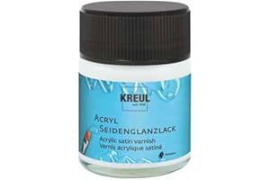 KREUL 79402 - Acryl Seidenglanzlack, seidenglänzend transparent,50 ml Glas, auf Wasserbasis, Schutz- und Überzugslack für durchgetrocknete Aufmalungen, bedingt witterungsbeständig, speichelecht
