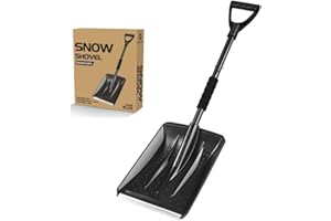 LEAFLAI Pelle à Neige pour Voitures - 3 in 1 Pelle à Neige légère en Alliage D'aluminium avec Poignée Ergonomique en D, Lumière Pelle Portable pour Voiture Camping Jardin