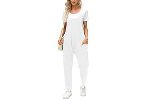 Ebifin Salopette da donna, pantaloni da lavoro, estivi, senza maniche, con grandi tasche.