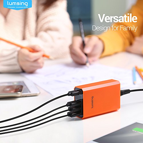 Lumsing Quick Charge 3.0 36W 4 Port USB Ladegerät Desktop Ladeadapter für Galaxy S7 / S6 / Edge / Plus, Note 5 / 4 und Smart Ports für iPhone 7 / 6s / Plus, iPad Pro / Air 2 / mini, LG, Nexus, HTC & mehr (Orange) - 8