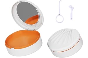 Tcdwla Porta Apparecchio Denti,Porta Dentiera Viene Fornito con Strumento per la Rimozione dell'apparecchio, per Bite Dentale Apparecchio Protesi Dentale(Arancione)