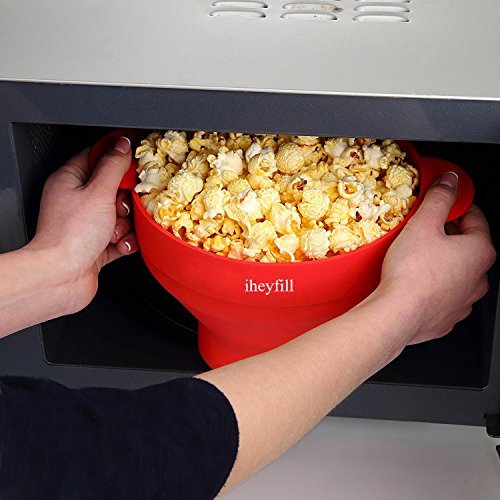 Popcorn Popper, Mikrowellen-Silikon Popcorn Maker, zusammenklappbare Schüssel mit Griffen - 6
