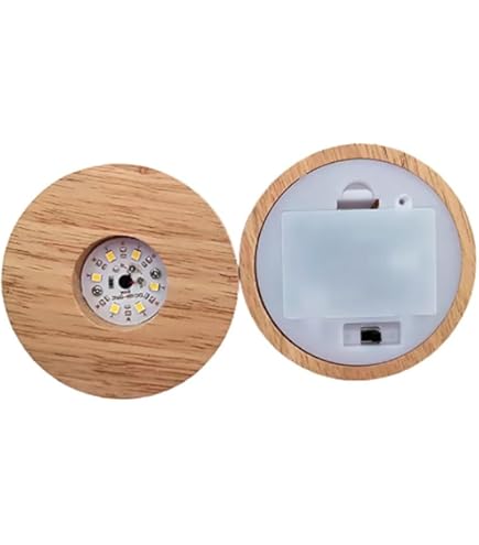Socle Lumineux LED à Piles - Base En Bois Avec Fente - Pour Objet Décoratif Acrylique, Résine - Lumière Chaude