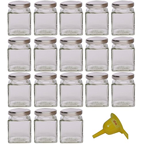 Viva-Haushaltswaren - 18 kleine Marmeladengläser / Gewürzgläser 106ml mit silber-farbenem Deckel