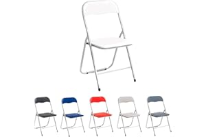Marvin Sedia Pieghevole Imbottita Salvaspazio Portatile Richiudibile Da Interno Esterno Giardino Campeggio Ufficio Resistenti Ferro Leggere Colorate Comode Con Schienale Poggiapiedi (White)