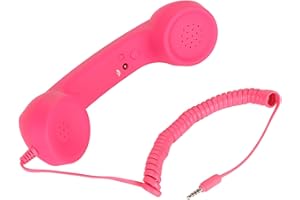 BEWINNER Combiné de Téléphone Portable, combiné Téléphonique Rétro Filaire de 3,5 Mm avec Adaptateur USB C, combiné Téléphonique Vintage Résistant aux Radiations pour Smartphone (Rose)