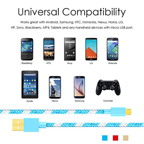 ICZI Aluminium USB 2.0 auf Micro USB Kabel, Micro USB Ladekabel Datenkabel, vergoldet Stecker, 3-Pack ( 1x 1M Schwarz, 1x 1M Gold, 1x 1M Blau ), für Samsung , HTC , Huawei , Sony , Powerbank usw. - 6