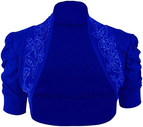 New Womens Beaded Sequins Ruched Short Cardigan Shrug Tops ( Royal Blue , UK 20-22 / EU 48-50 )