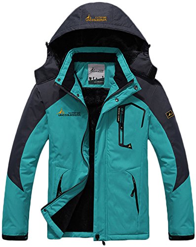 Sawadikaa Mujer Chaqueta de Esquí Chubasqueros Al Aire Libre Impermeable Chaqueta de Nieve Lana Capa Excursionismo Ropa de Deporte Azul Claro X-Small