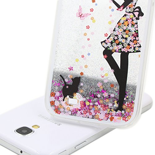 Für Samsung Galaxy S4 Hülle,Für Samsung Galaxy S4 Flüssigkeit Handyhülle,Funyye Luxus Luxuriös [Bunten Muster] Liebe Herzen Star Fließt Treibsand Durchsichtige Handytasche Glänzend Glitzer Diamond Diamant Fließen Flüssig Flüssigkeit Handyhülle Handy Hülle Case Tasche Crystal Case Durchsichtig Schutzhülle Etui Bumper Für Samsung Galaxy S4 + 1 x Frei Displayschutzfolie – Silber Glitter,Rock Mädchen - 5