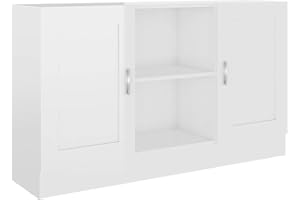 Tidyard Aparador de Aglomerado Armario Auxiliar de Almacenamiento Aparador Moderno Aparador para Salón con 2 Compartimentos y 2 Puertas Blanco Brillante 120x30,5x70 cm