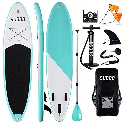 Tabla Hinchable de Paddle Surf + SUP Paddle Remo de Ajustable | Bomba | Mochila | Aleta Central Desprendible | Kit de Reparación y La Cinta para Atar al Pie(300 * 83 * 15cm Grosor, Carga Hasta: 350kg)