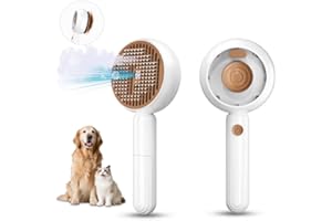 BENTFINE Cepillo de Vapor 5 en 1 para Gatos de Interior Perros Mascotas Herramienta Quitapelos para Grooming Spray Antiestático con Botón de Liberación Pelo Largo Corto Mascota Perros Suministros - Marrón