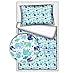 LHE 2 Piece Baby Bedding TODDLER BED Duvet Set Super Soft 100% COTTON Oeko-Tex tested GREY PINK YELLOW GREEN (12- BLUE ELEPHANTS)