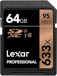 Lexar Professional 633x 64GB SDXC UHS-I/U1 Card (Up to 95MB/s Read) w/Image Rescue 5 Software - LSD64GCB1IN633