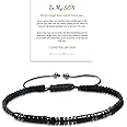 Morse Code Bracelet,I Love You My Son,Men's Adjustable Personalized Inspirational Magnetic Bracelets,School Season Gift for Son (black)