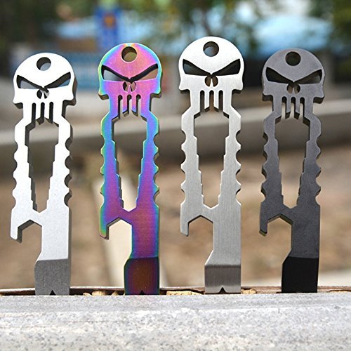 FeBite EDC Multitool Schlüsselanhänger Messer-Set Totenkopf Schlüsselanhänger Bier Öffner Pocket Survival-Werkzeug - 5