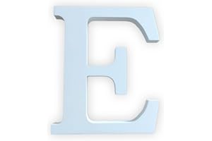 KOPPER-24 Lettres décoratives en bois Blanc 20 cm 18 cm d'épaisseur lettres en bois à peindre alphabet mur pour les enfants nom café mariage anniversaire fête Accueil Décoration lettre autoportante (E)