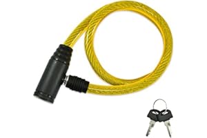 ABACUS RANGE Cable Bike Lock with 2 Keys, Weather-Resistant Portable Locks for Bikes Mopads Electric Scooters Kids Childrens Adults Bicycle, Yellow