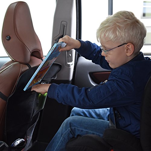 jatedo Rücksitz-Autotasche Kinder, Rückenlehnentasche Auto (4 extra große einzelne Taschen, leicht zugänglich, schwarz) | Auto-Rückenlehnenschutz | Rücksitztasche Auto Kinder | Autositz-Schutz Kinder + Autositz-Tasche - 4