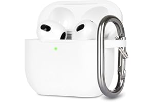 KOKOKA Custodia in Silicone Compatibile con AirPods 3, Case Cover Protettiva in Premium Silicone per Airpods 3rd Generation(2021) con Moschettone, LED Frontale Visibile, Bianco