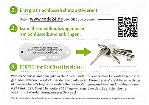 3 Stück Einkaufswagenchip / Einkaufswagenlöser Metall->mit 12 Monaten Schlüsselschutz - 8