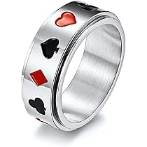 Faruodis Poker Spiele Ring - Diamant Spade Gerade Flush Knöchelring Aus Edelstahl