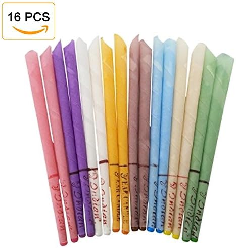 WillMall 16 Pack Beeswax Candling Cones - 100% All-Natural Colorful Candles 8 Colors Different Fragrance with Protective Disks