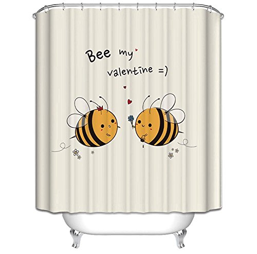Preisvergleich Produktbild Zwei Cute Cartoon Bienen Decor Wasserdicht Polyester- und Schimmelresistent-Badezimmer Dusche Vorhang, Polyester, 180*200cm