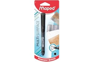 Maped Custom –, Pennarello indelebile sottile, punta fine 1 mm, multisuperficie, colore: nero